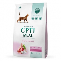 АКЦИЯ Optimeal Сухой корм для взрослых кошек со чувствительным пищеварением со вкусом Ягнятины 4 кг -  Акции -    