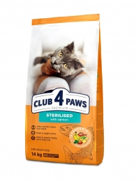 Акція Club 4 paws (Клуб 4 лапи) Sterilised Корм для стерилізованих котів з лососем 14кг -  Корм для стерилізованих котів -    