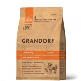 Grandorf Junior Lamb&Turkey ягня, індичка та бурий рис Корм для цуценят середніх і великих порід 3кг -  Сухий корм для собак Grandorf   