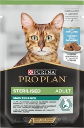 Purina Pro Plan Sterilised Влажный корм для стерилизованных кошек с треской 75 г - 