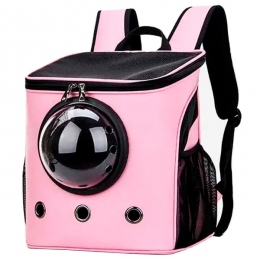 Рюкзак Квадрат иллюминатор кожа 36х32х25 см розовый - Переноска для котов