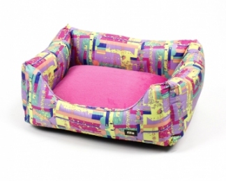 Ліжко Магія плащова тканина Малинова 75*56*19 см. -  Будиночки, лежанки для кішок -   Вид З будиночком  