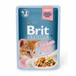 Brit Premium Cat pouch влажный корм для котят филе курицы в соусе -  Влажный корм для котов -   Возраст: Котята  