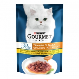 Gourmet Perle консервы для кошек с курицей мини-филе 85г 136785 -  Корм для выведения шерсти Gourmet Gold   