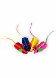 Мышь игрушка для кошек 6 см разноцветная нитка нейлоновая с погремушкой 4 шт NT525N -  Игрушки для кошек -   Вид: Мышки  