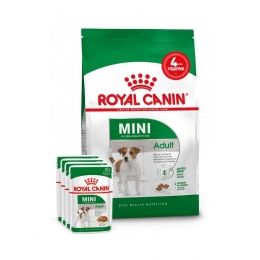 АКЦИЯ Royal Canin Mini Adult Набор корма для собак малых пород 2 кг + 4 паучи -  Сухой корм для собак -   Потребность: Кожа и шерсть  