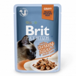 Brit Premium Cat pouch вологий корм для котів філе індички в соусі -  Корм для виведення вовни -    