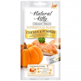 Natural Kitty Creamy Treats Chicken & pumpkin Крем-снек для кошек со вкусом курицы и тыквы 4х12 гр -  Лакомства для кошек -   Вкус: Курица  