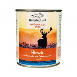 Hubertus Gold консервы для собак с олениной, пастернаком, чёрным корнем и льняным маслом 800 гр 118484 -  Влажный корм для собак -   Ингредиент: Оленина  