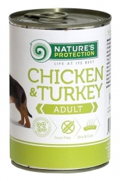 Корм Nature's Protection Adult Chicken & Turkey влажный для взрослых собак всех пород с курицей и индейкой 400 гр. -  Корм для собак премиум класса - Nature's Protection   