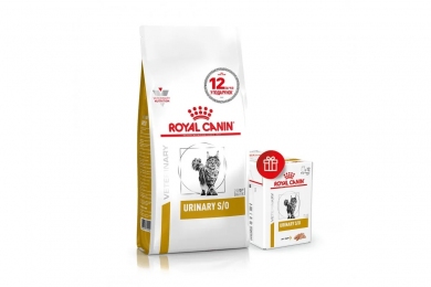АКЦИЯ Royal Canin Urinary S/O сухой корм для взрослых кошек 3.5 кг + 12 паучей