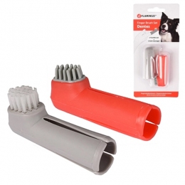 Flamingo Finger Toothbrush Set, Фламінго набір зубна щітка на палець 1,7х2,5х6см  - Засоби догляду та гігієни для собак