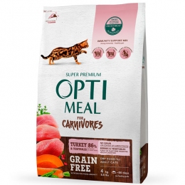 OptiMeal Adult Cat Grain Free Carnivores Turkey&Vegetables Сухий корм для котів з індичкою та овочами -  Сухий корм для кішок -   Інгредієнт Овочі  