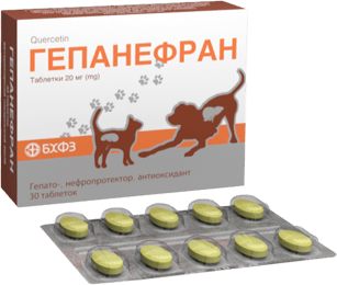 Гепанефран 20мг гепатонефропротект, антиоксидант, 30 таблеток БХФЗ -  Препарати для лікування печінки у собак -    