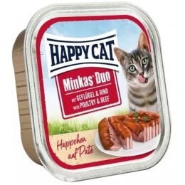 Happy Cat Minkas Duo Влажный корм для кошек - паштет с мясом птицы и говядины 100г -  Влажный корм для котов -  Ингредиент: Птица 
