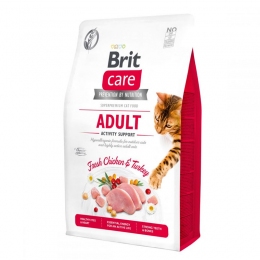 Brit Care Cat Grain-Free Adult Activity Support 2кг + лакомство для кошек Brit Care Cat -  Корм для кошек с проблемами шерсти Brit   