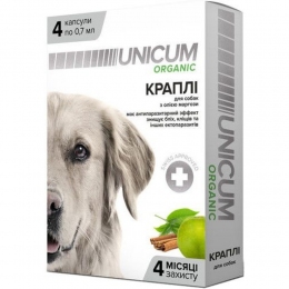 Капли Unicum Organic противопаразитарные для собак, 4 пипетки - Капли от блох и клещей для собак