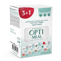 Optimeal Complete Canned Pet Food Adult влажный корм для собак 3+1 паучи 400 г -  Консервы для собак Optimeal 