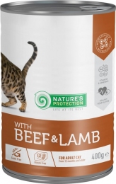 Корм Nature's Protection with Beef & Lamb Влажный для взрослых кошек с говядиной и ягненком 400 гр.  -  Влажный корм для котов - Nature's Protection   
