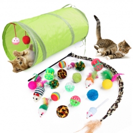 Тоннель для кошек с 20 игрушками 25*50 см - Игрушки для котов
