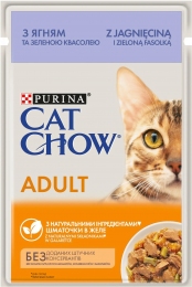 АКЦИЯ CAT CHOW Adult нежные кусочки в желе с ягненком и зеленой фасолью влажный корм для кошек 85 г -  Влажный корм для котов -  Ингредиент: Ягненок 