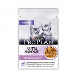 Pro Plan Kitten Nutrisavour консерва для кошенят у соусі з індичкою, 85 г -  Вологий корм для котів -   Інгредієнт Курка  