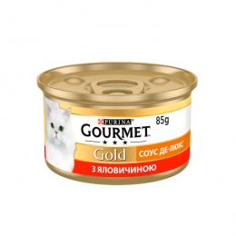 Gourmet Gold кусочки в соусе для кошек с говядиной, 85 г -  Корм для выведения шерсти Gourmet Gold   