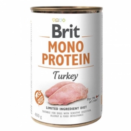 Brit Mono Protein Turkey влажный корм для собак с индейкой 400г -  Влажный корм для взрослых собак 