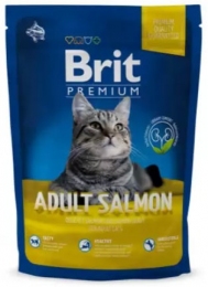 Brit Premium Cat Adult Salmon сухой корм для кошек с лососем -  Корм для кошек Brit Premium Brit   
