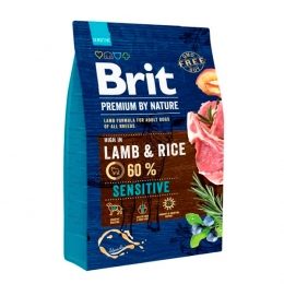 Brit Premium Dog Sensitive Lamb Сухий корм для собак із чутливим травленням із ягням 3 кг + консерва Brit Premium Dog 400 г -  Корм Brit Premium для собак 