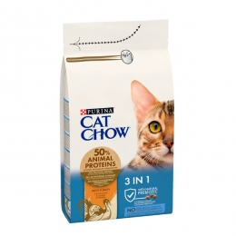 Cat Chow Feline 3-in-1 сухой корм для кошек с индейкой -  Корм для выведения шерсти Cat Chow   
