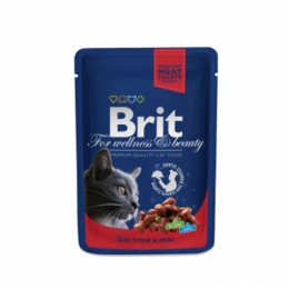 Brit Premium Cat Pouches with Beef Stew&Peas Влажный корм для кошек с говядиной и горошком -  Консервы Brit Premium для кошек 