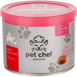 Pet chef консервы для кошек Мясное ассорти -  Влажный корм для котов -  Ингредиент: Мясо 