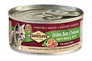 Carnilove Cat Влажный корм для кошек с мясом курицы, утки и фазана 100г -  Влажный корм для котов -  Ингредиент: Утка 