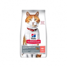 Cухой корм Hill's Science Plan Sterilised Cat Adult Salmon для стерилизованных котов с лососем 300 гр. -  Сухой корм Хиллс для кошек 