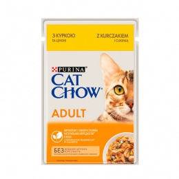 Cat Chow Adult консерва для котів із куркою та цукіні, 85 г -  Корм для виведення вовни -    