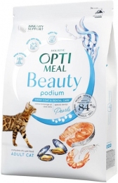 Акция-30% Optimeal Beauty Podium с морепродуктами сухой корм для кошек уход за шерстью и зубами 1.5 кг -  Сухой корм для кошек -   Потребность: Пищеварительная система  