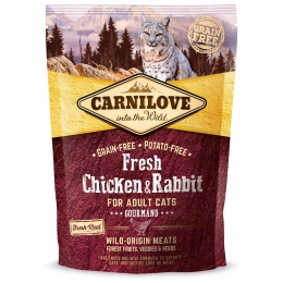 Carnilove Fresh Chicken Rabbit for Adult cats - Сухой корм для взрослых кошек с курицей и кроликом, 400  г -  Сухой корм для кошек -   Размер: Все породы  
