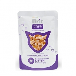 Brit Care Cat pouch консерва для котят с курицей и сыром 80г -  Влажный корм для котов -   Возраст: Котята  