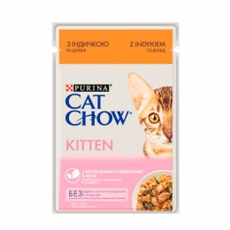 Cat Chow Kitten консерва для кошенят з індичкою та цукіні, 85 г -  Вологий корм для котів преміум класу 