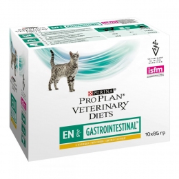 Purina Veterinary Diets EN Gastrointestinal консерви для кішок при розладах травлення, з куркою павуч 85 г -  Корм для виведення вовни -    