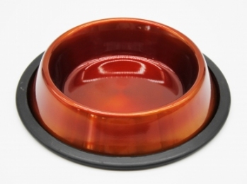 Миска металева з гумовою основою помаранчева -  Металеві миски для собак 