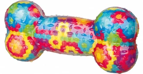 Косточка в цветочек с пищалкой Trixie 33671 -  Резиновые игрушки для собак - Trixie     