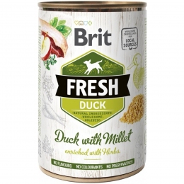 Brit Fresh Duck with Millet качка вологий корм для собак 400 г -  Вологий корм для собак -   Розмір Великий  