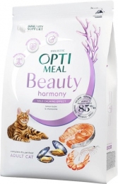 Optimeal Beauty Harmony на основе морепродуктов сухой корм для кошек мягкий успокаивающий эффект 4 кг -  Сухой корм для кошек -   Потребность: Кожа и шерсть  