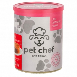 Pet chef консервы для собак мясное ассорти -  Влажный корм для собак -   Ингредиент: Мясо  
