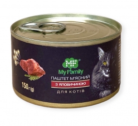 My Family консервы для кошек говядина 150г -  Влажный корм для котов -  Ингредиент: Говядина 