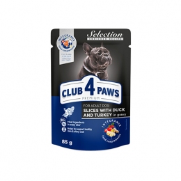 Club 4 paws (Клуб 4 лапы) для собак малых пород Премиум утка с индейкой в соусе 85г -  Влажный корм Клуб 4 Лапы для собак 