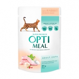 Optimeal Влажный корм для кошек с кроликом в белом соусе 85г 12 шт -  Оptimeal консервы для кошек 