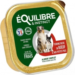 Equilibre Instinct eQi Влажный корм для взрослых собак паштет из говядины и гороха 300 г - Корм для крупных пород собак